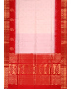 White and Red Soft Silk Saree