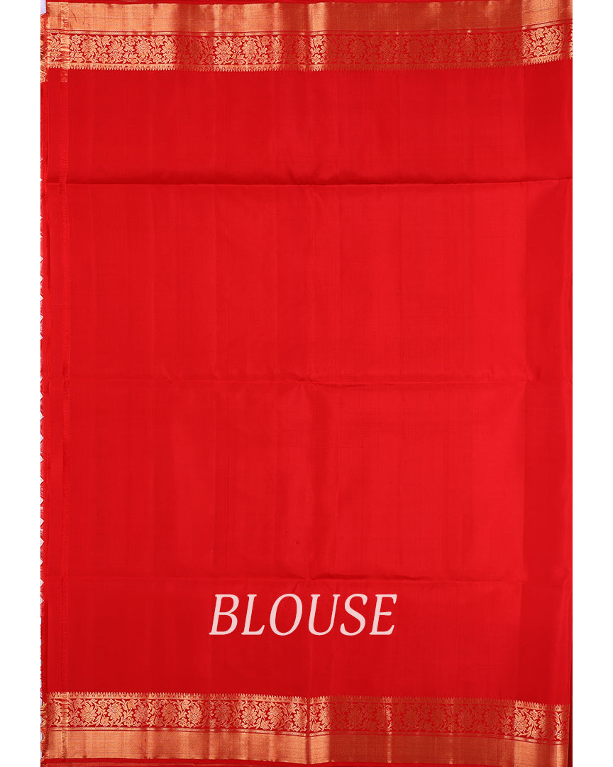 White and Red Soft Silk Saree