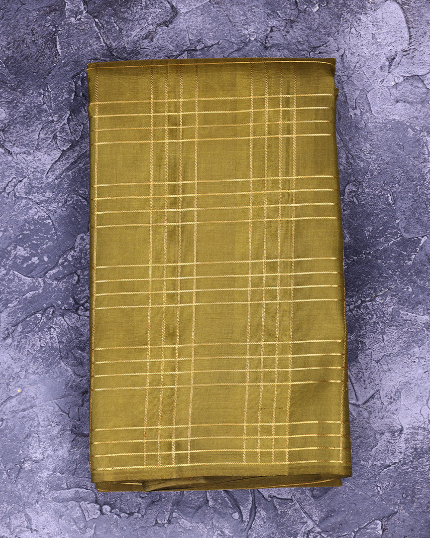 Borderless Checkered Handloom Silk Saree