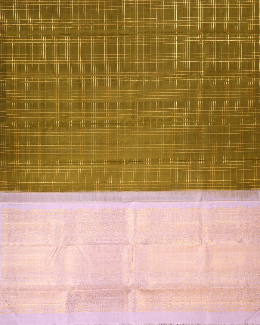 Borderless Checkered Handloom Silk Saree