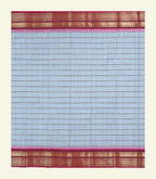 Blue Checkered Cotton Saree