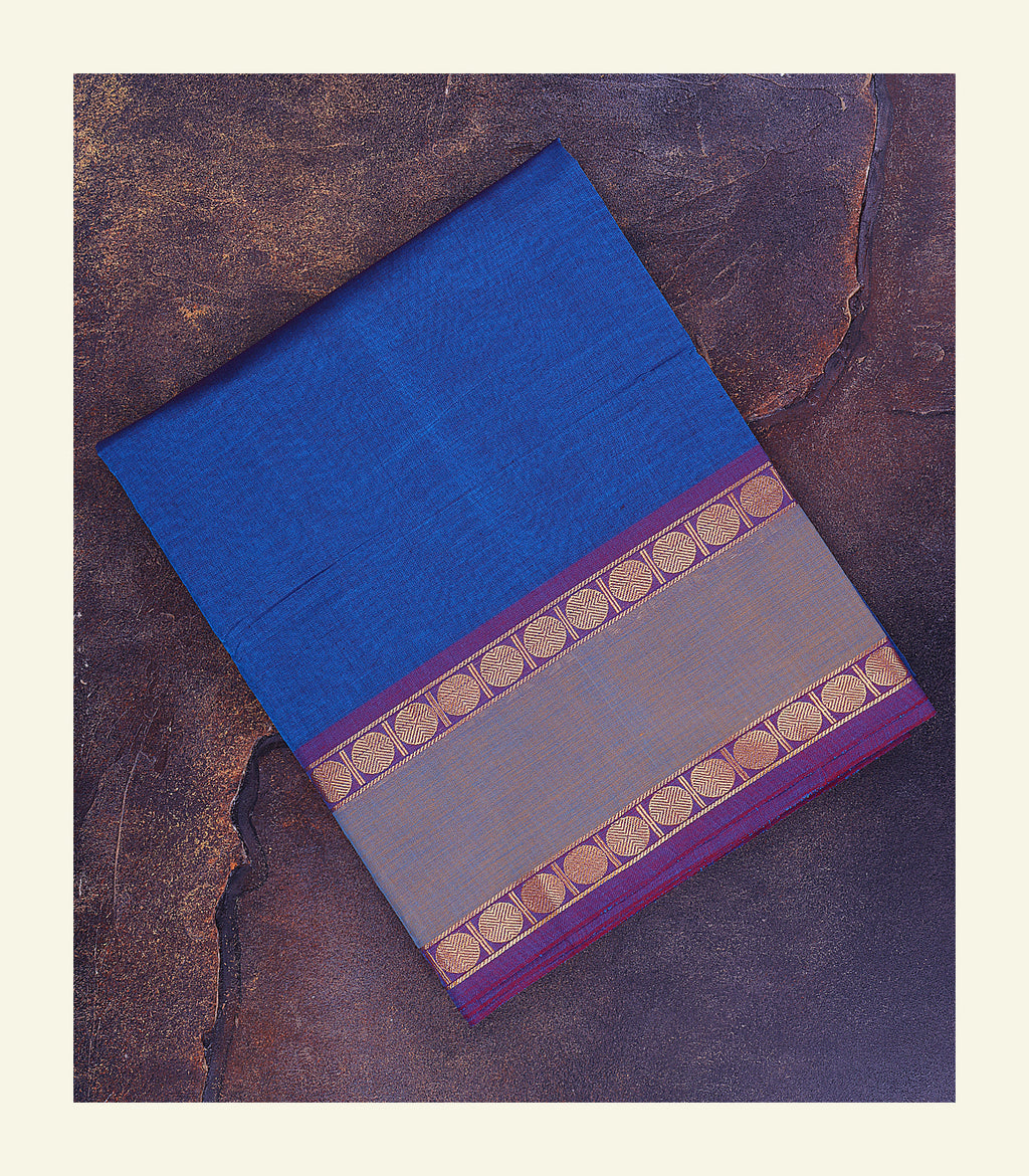 Blue Cotton Saree