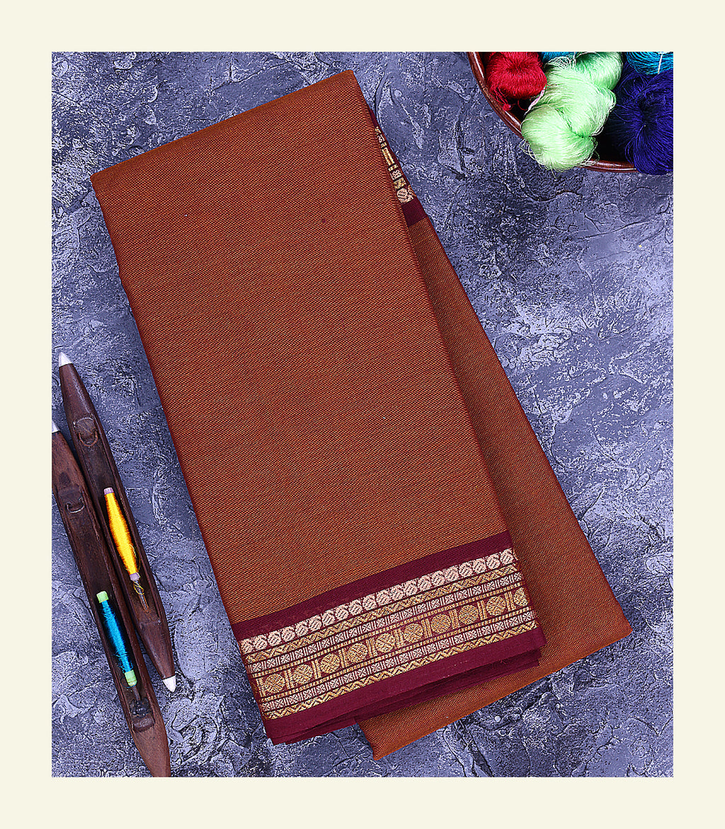 Brown Cotton Saree