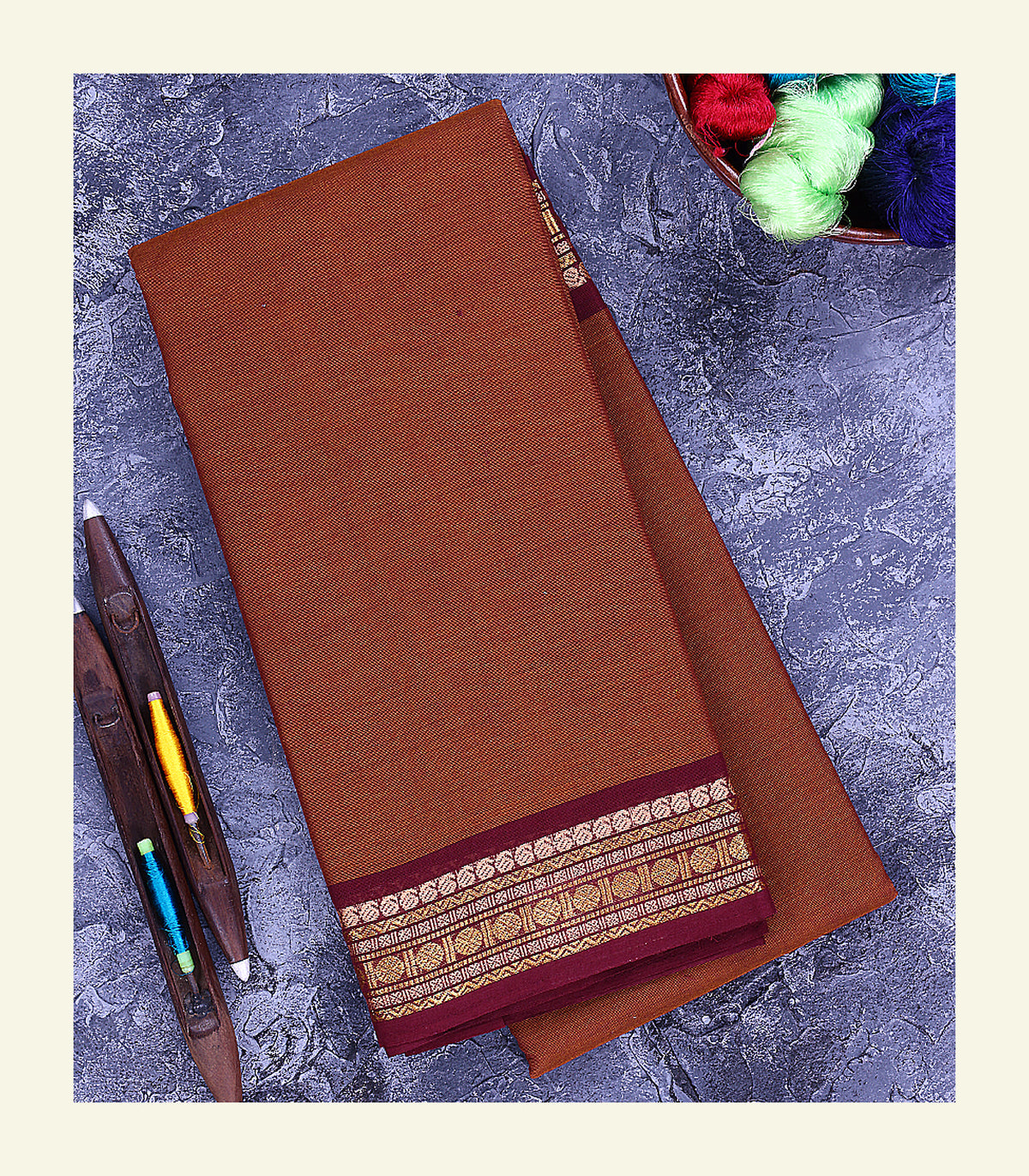 Brown Cotton Saree