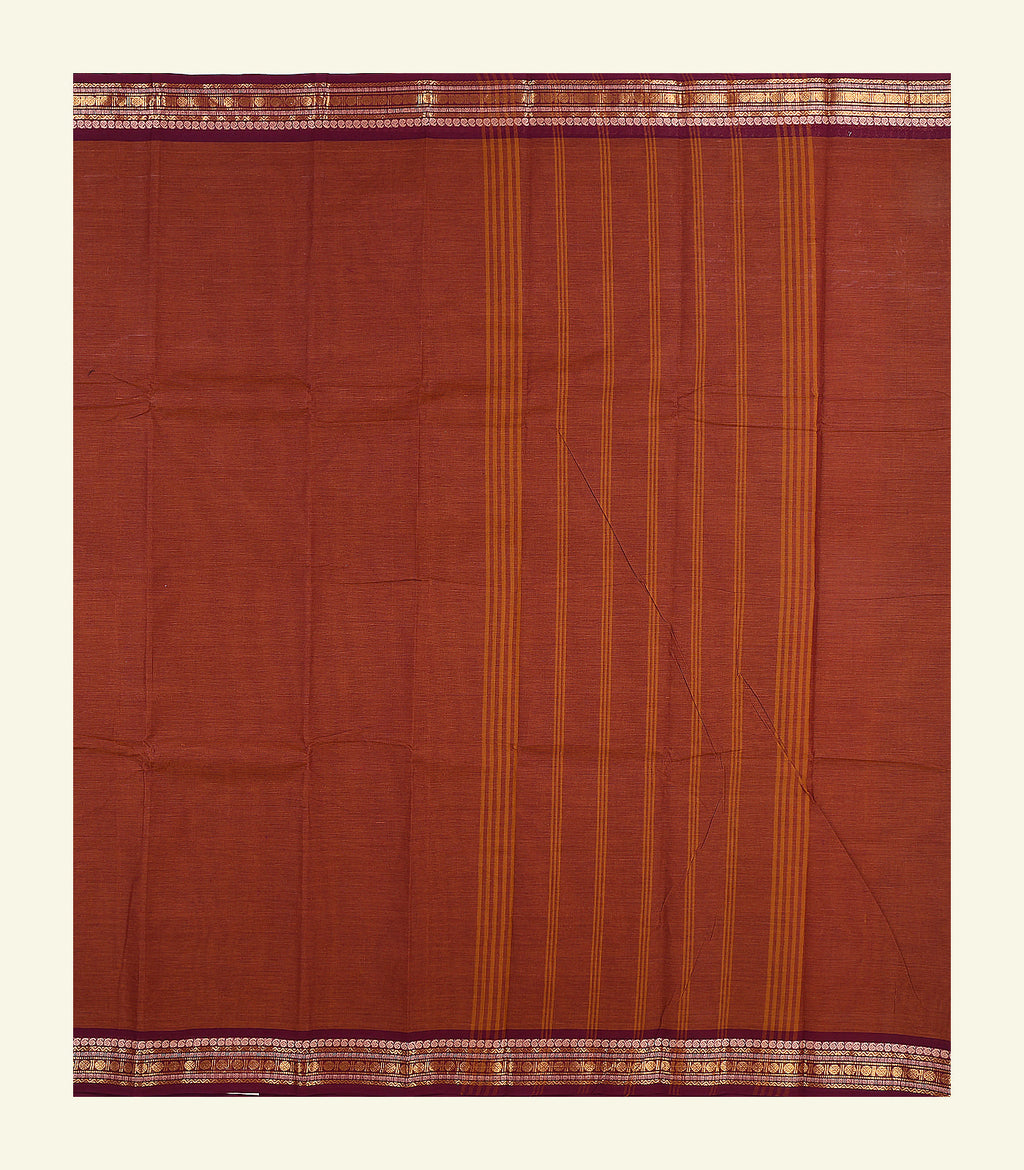 Brown Cotton Saree
