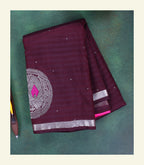 Burgundy Handloom Silk Saree