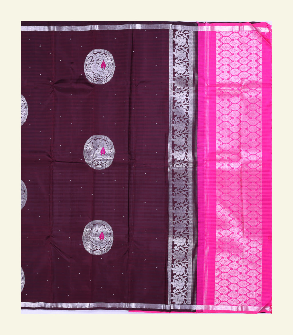 Burgundy Handloom Silk Saree