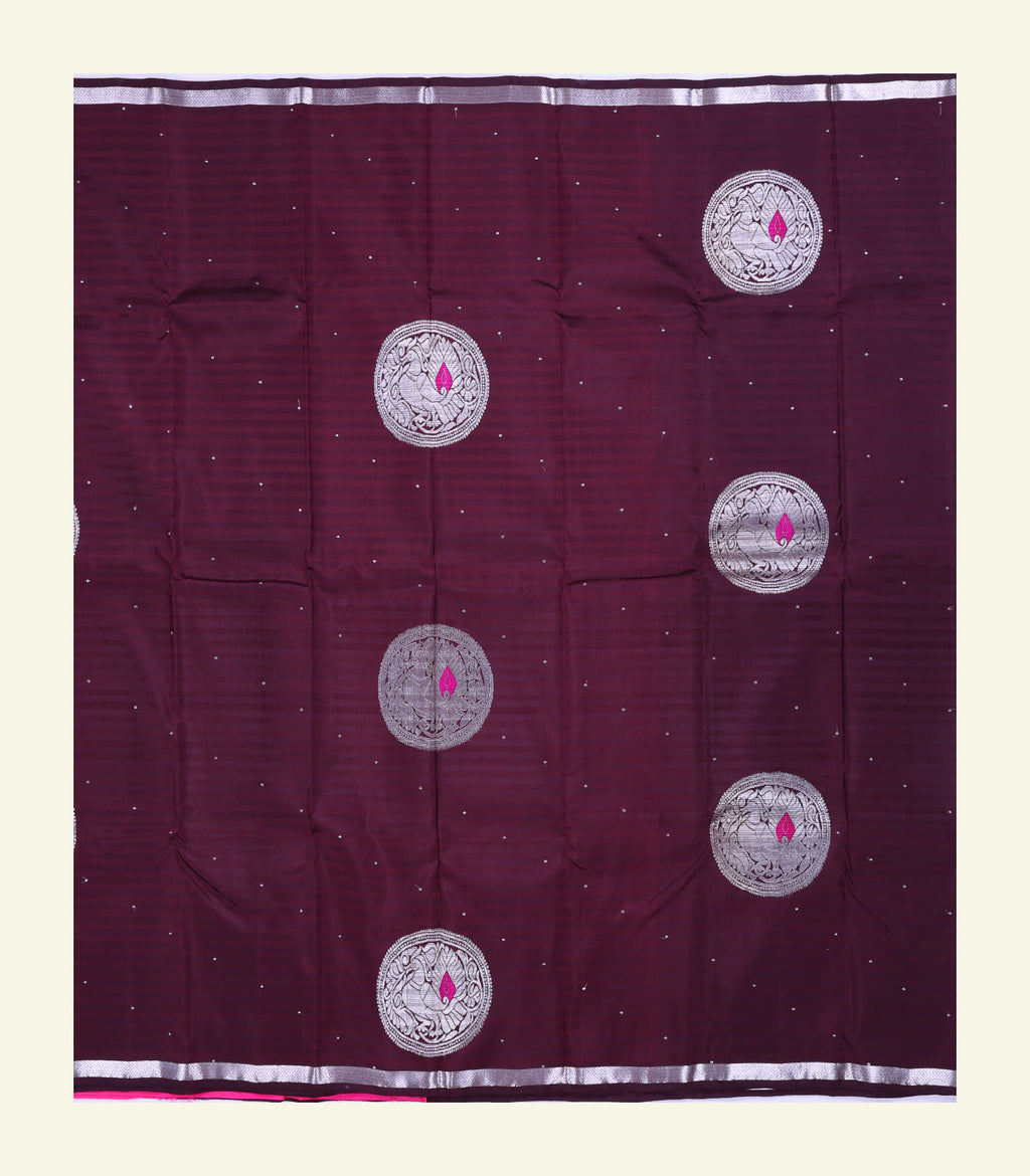 Burgundy Handloom Silk Saree