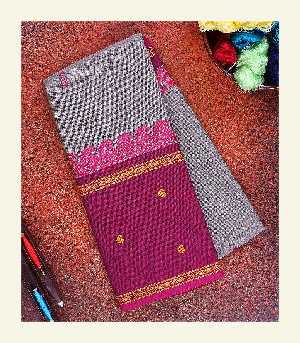 Grey Cotton Saree