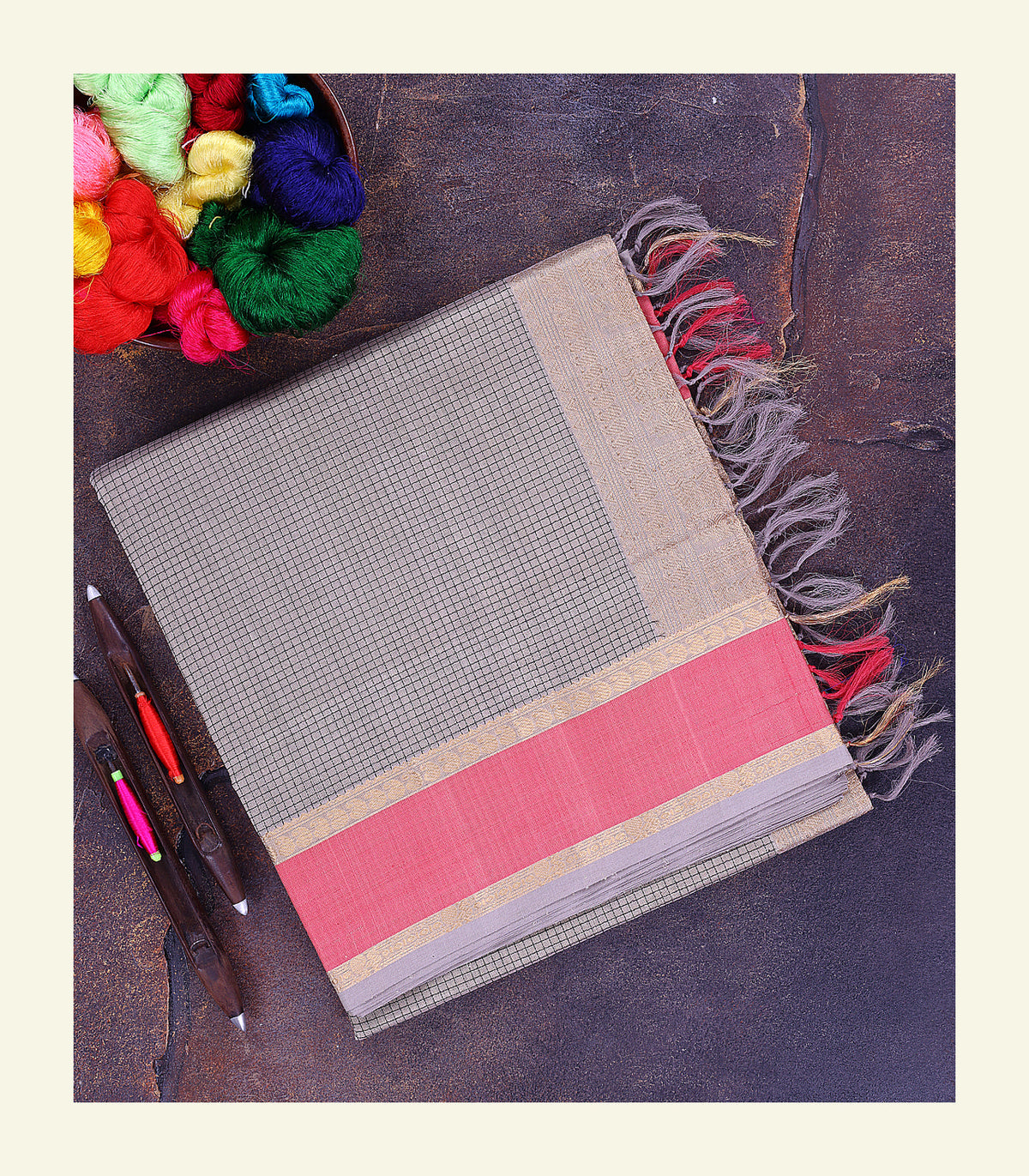 Grey Silk Cotton Saree
