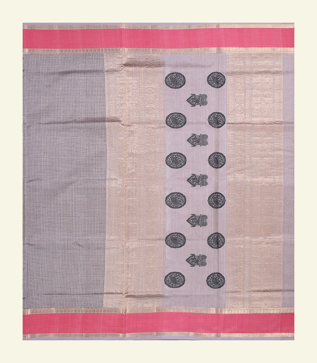 Grey Silk Cotton Saree