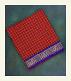 Maroon Checkered Cotton Saree
