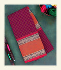 Maroon Checkered Cotton Saree