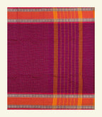 Maroon Checkered Cotton Saree