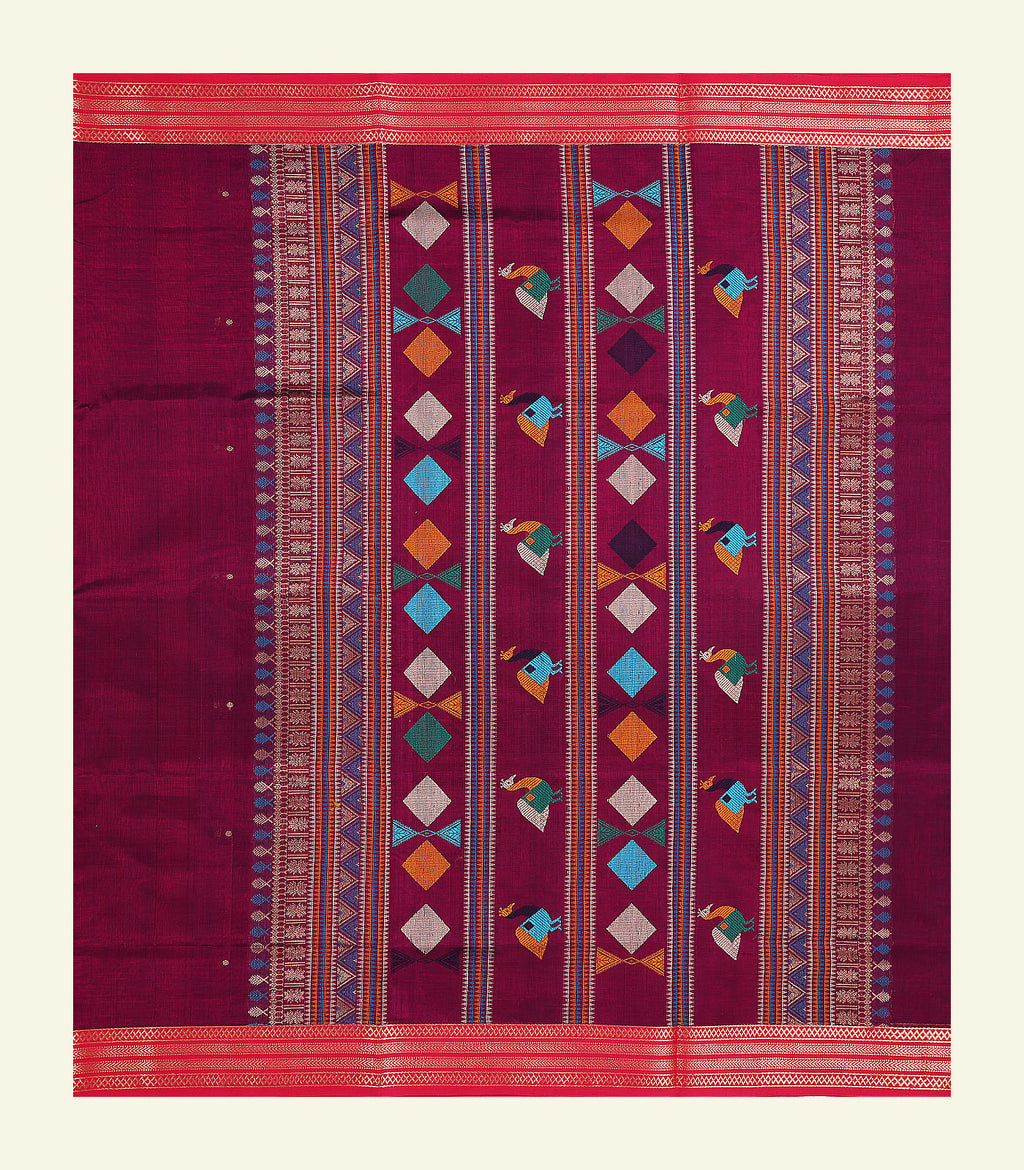 Maroon Silk Cotton Saree