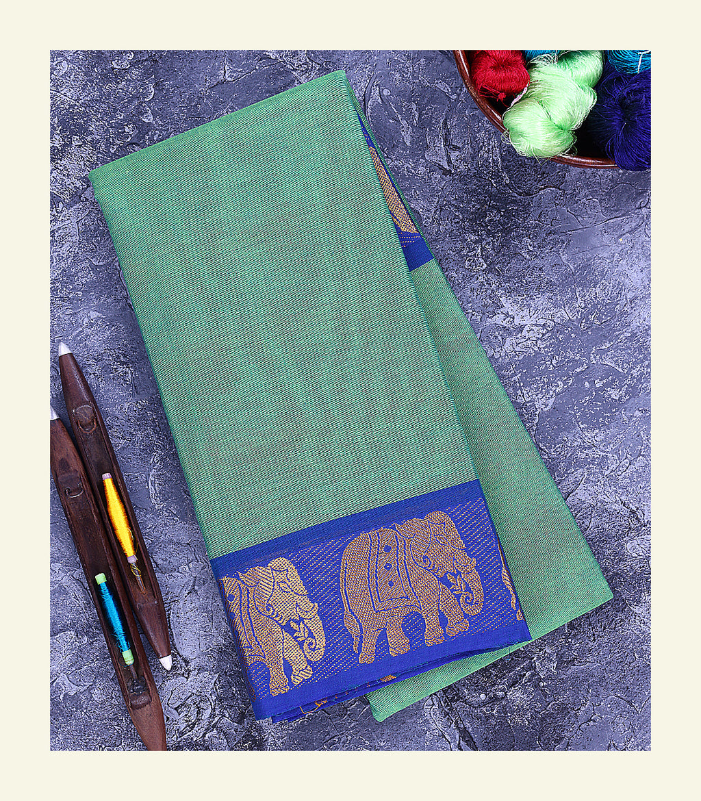 Mint Green Cotton Saree