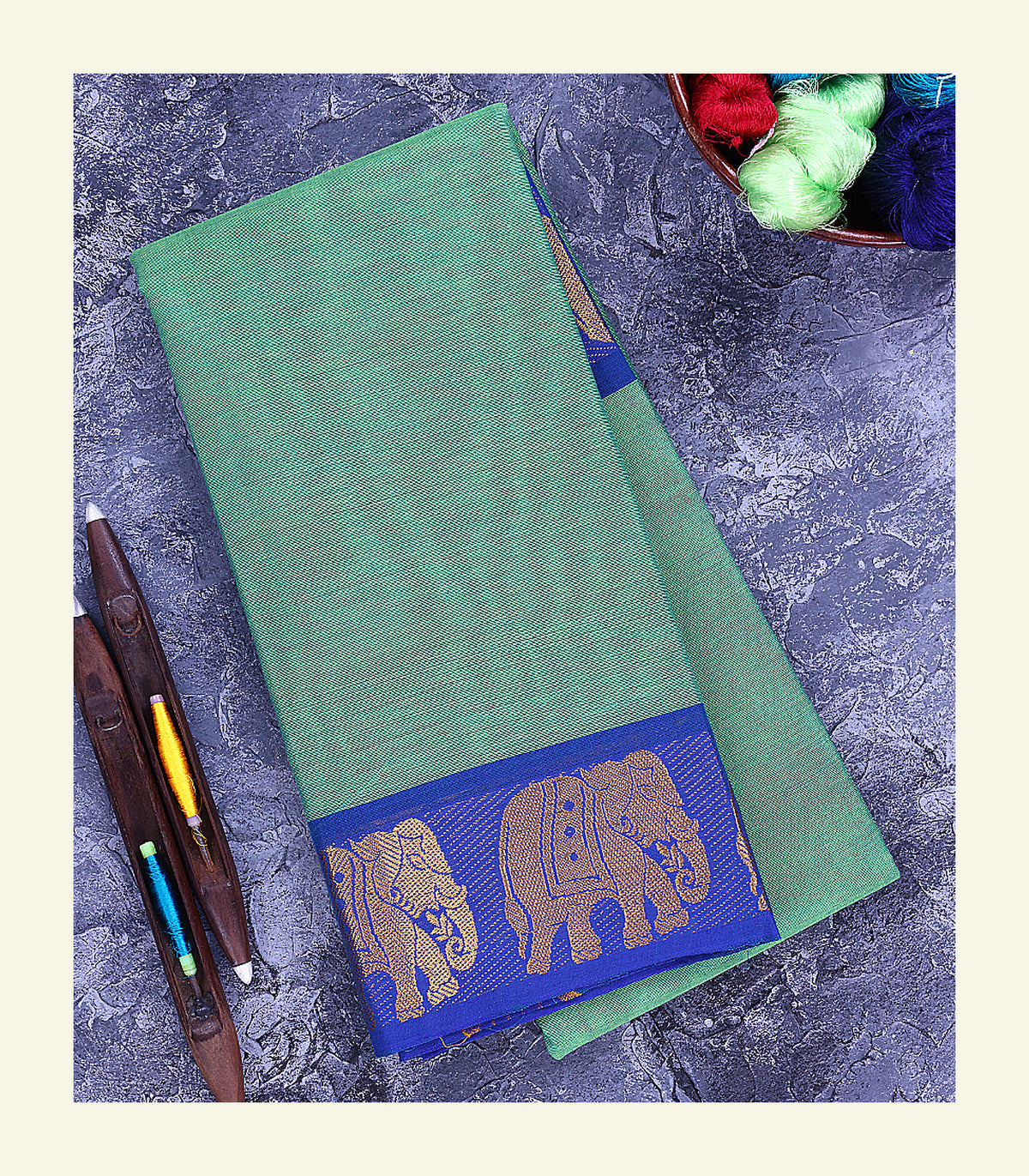 Mint Green Cotton Saree