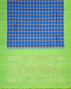 A open picture of kanchipuram silk saree showcasing the body,border and the pallu design