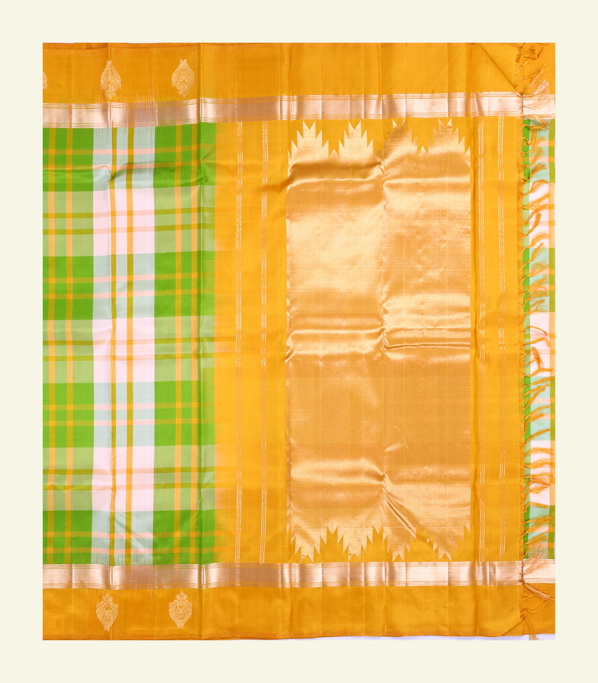Multicolour Checkered Silk Saree
