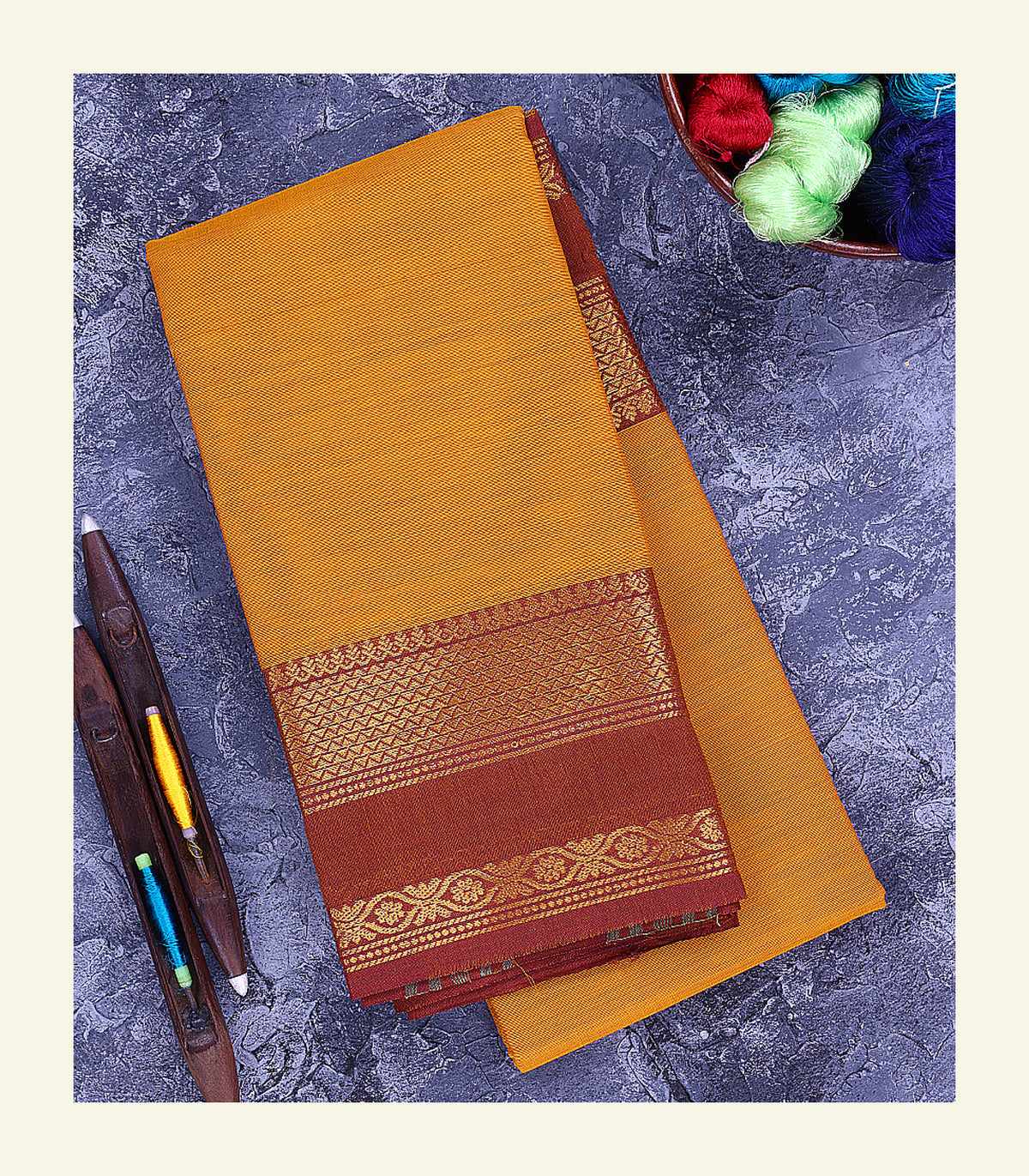 Mustard Cotton Saree