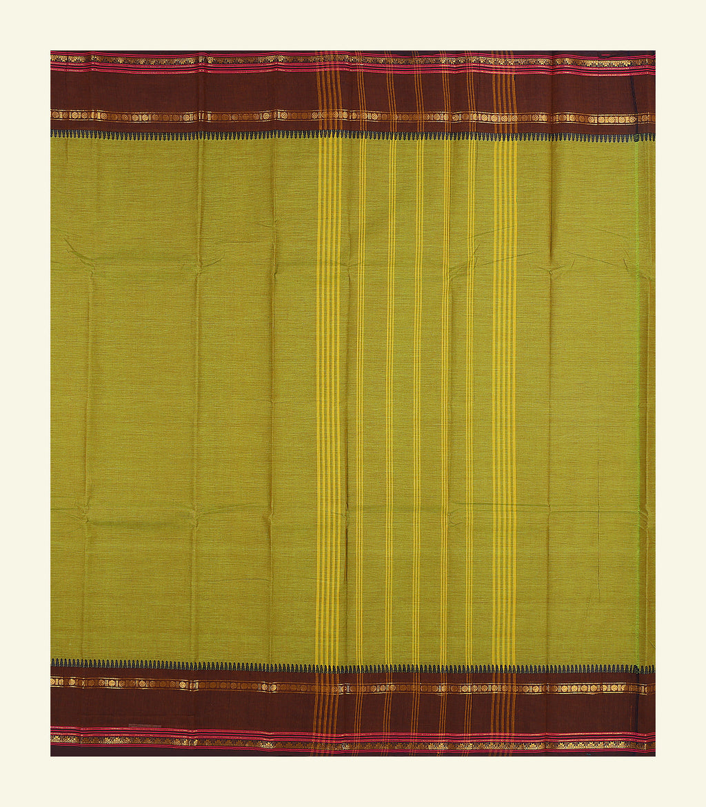 Olive Green Cotton Saree