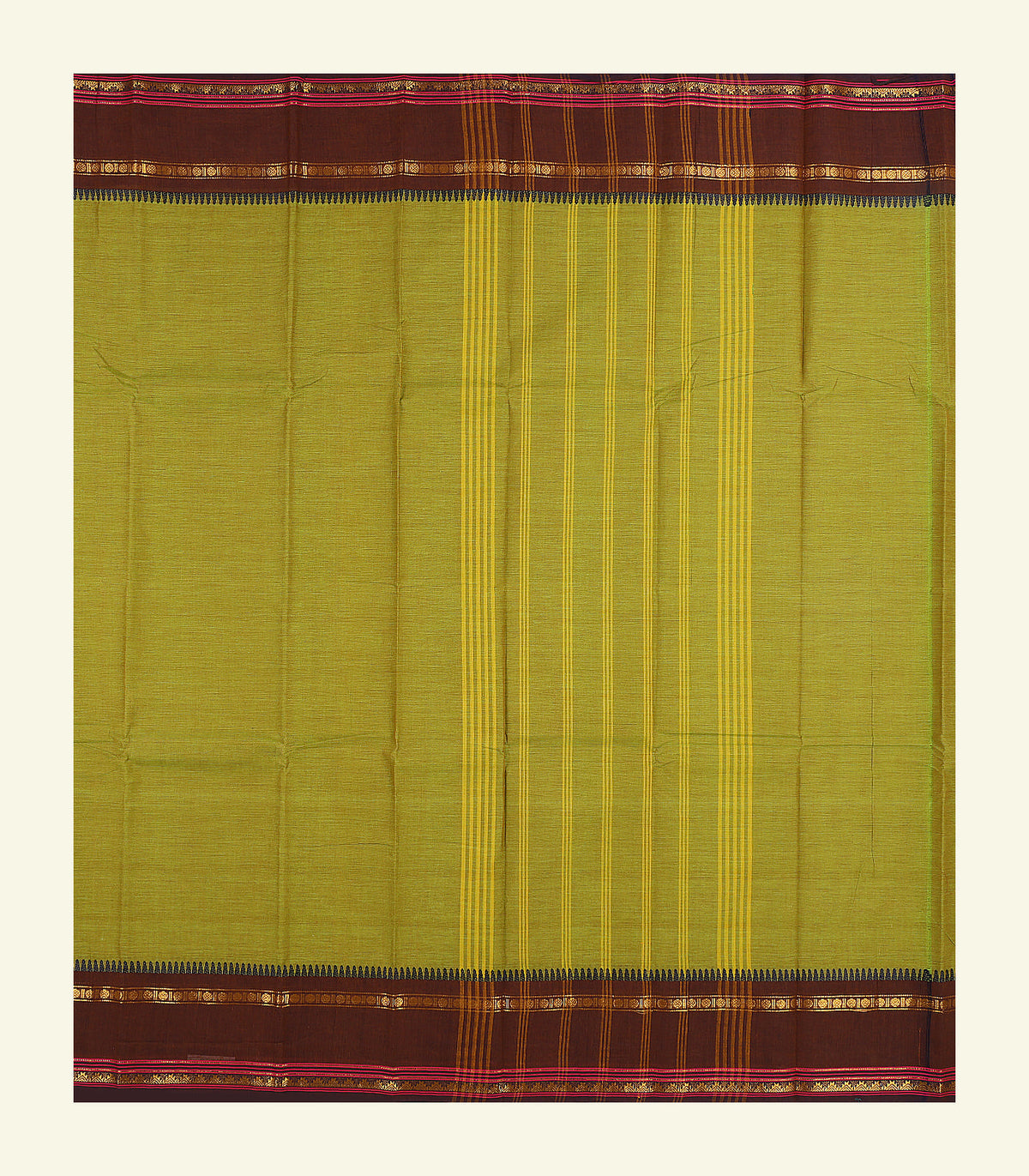 Olive Green Cotton Saree