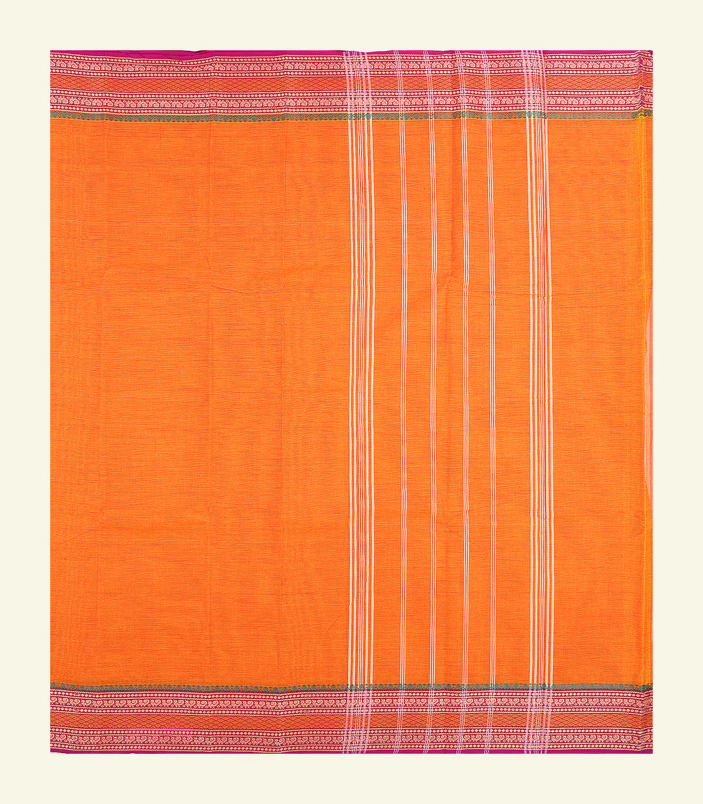 Orange Cotton Saree