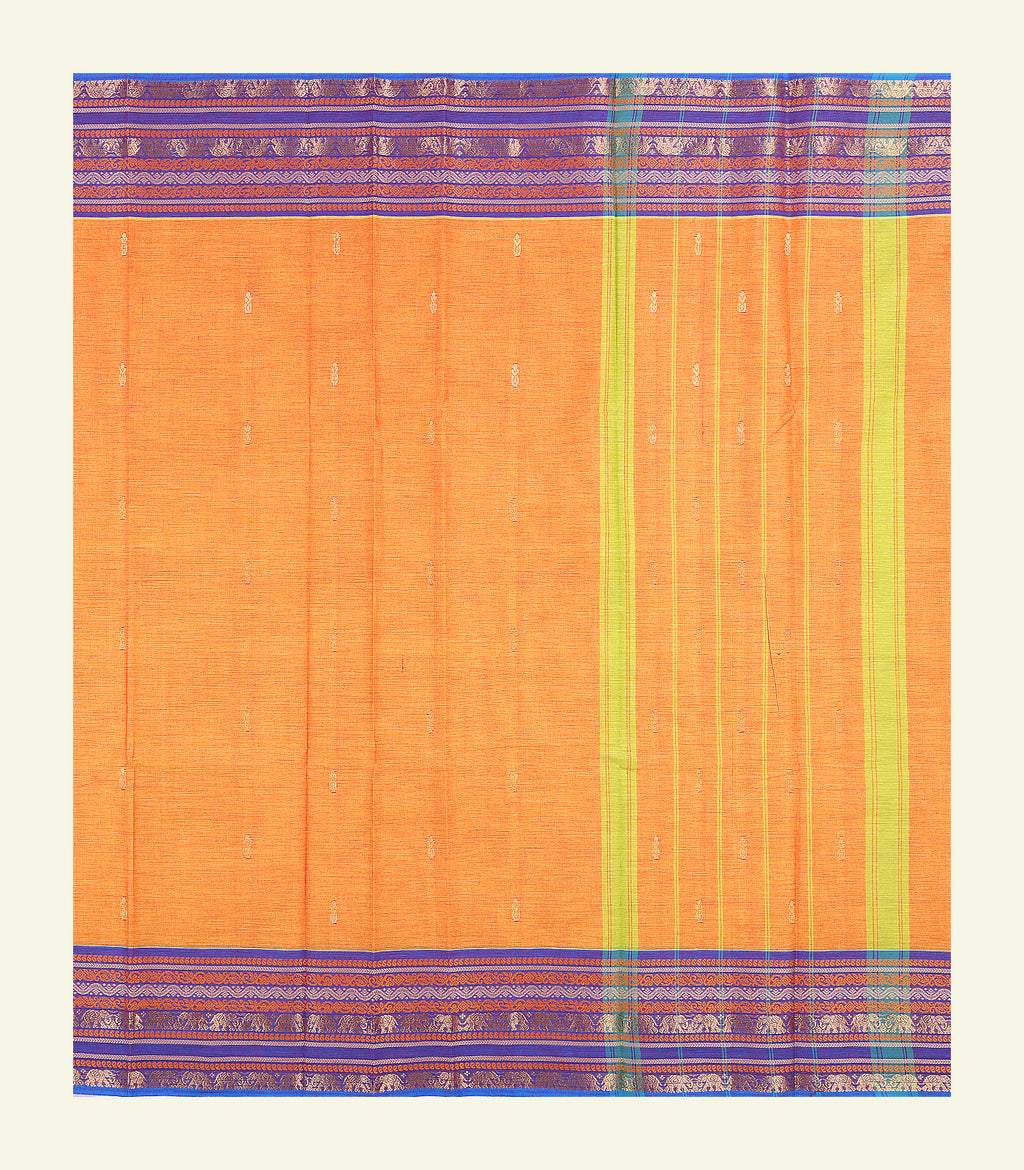Orange Cotton Saree