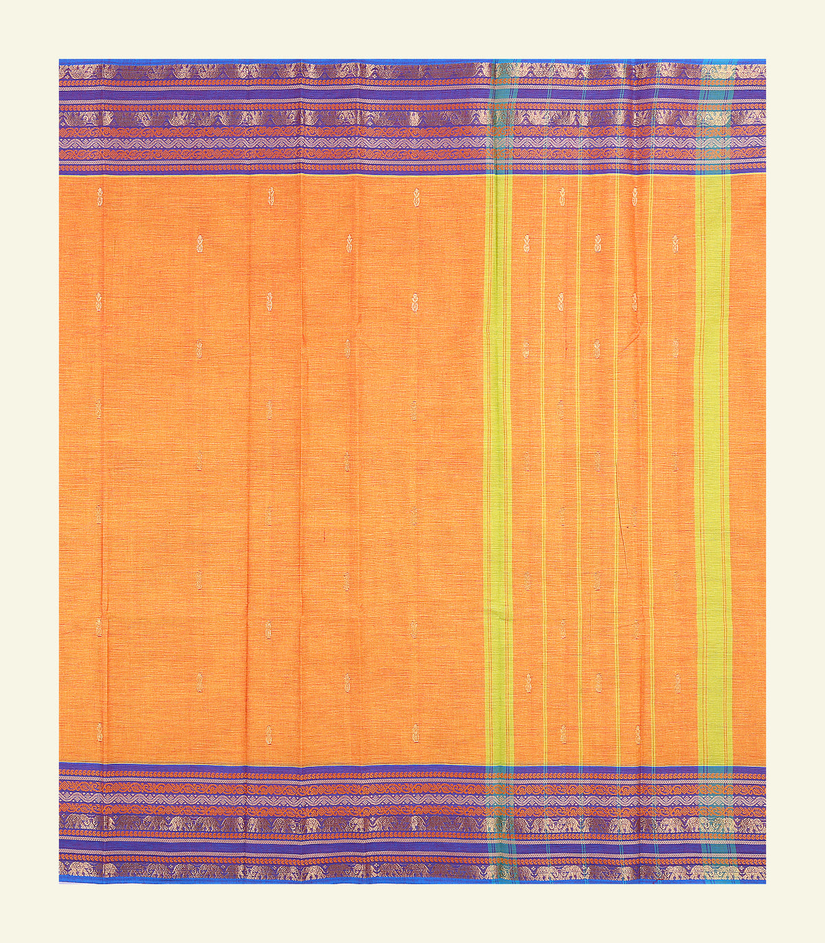 Orange Cotton Saree