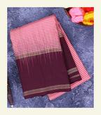 Pink Checkered Silk Saree