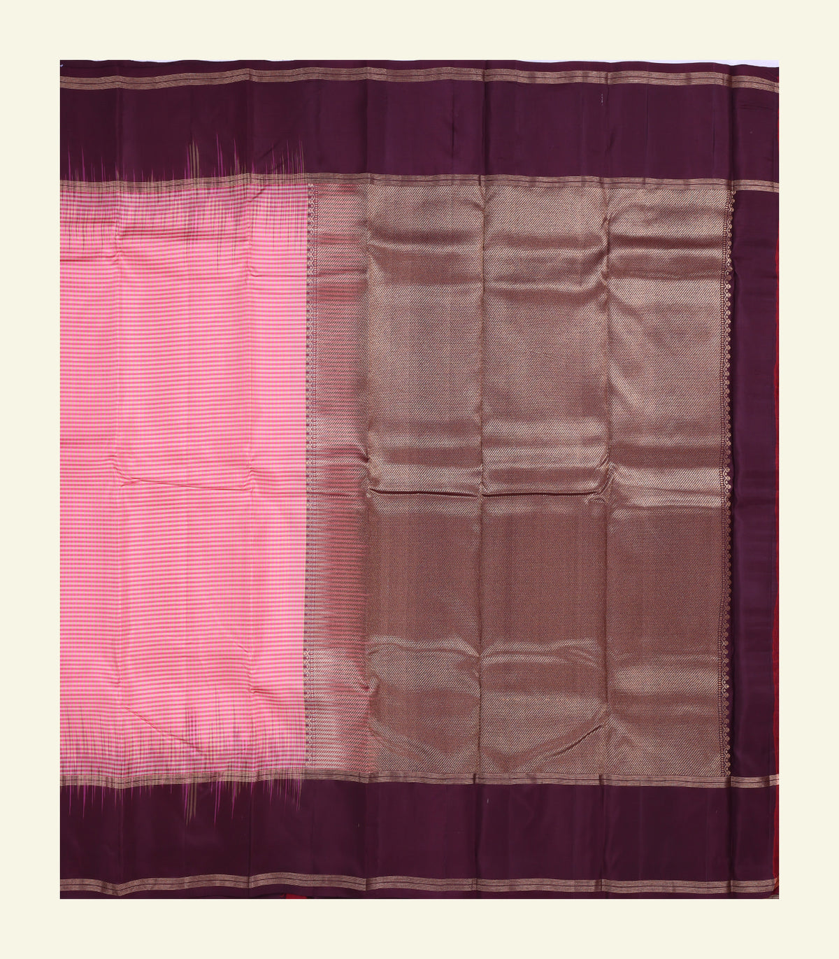 Pink Checkered Silk Saree