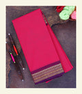 Pink Plain Cotton Saree