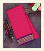Pink Plain Cotton Saree