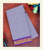 Purple Checkered Cotton Saree