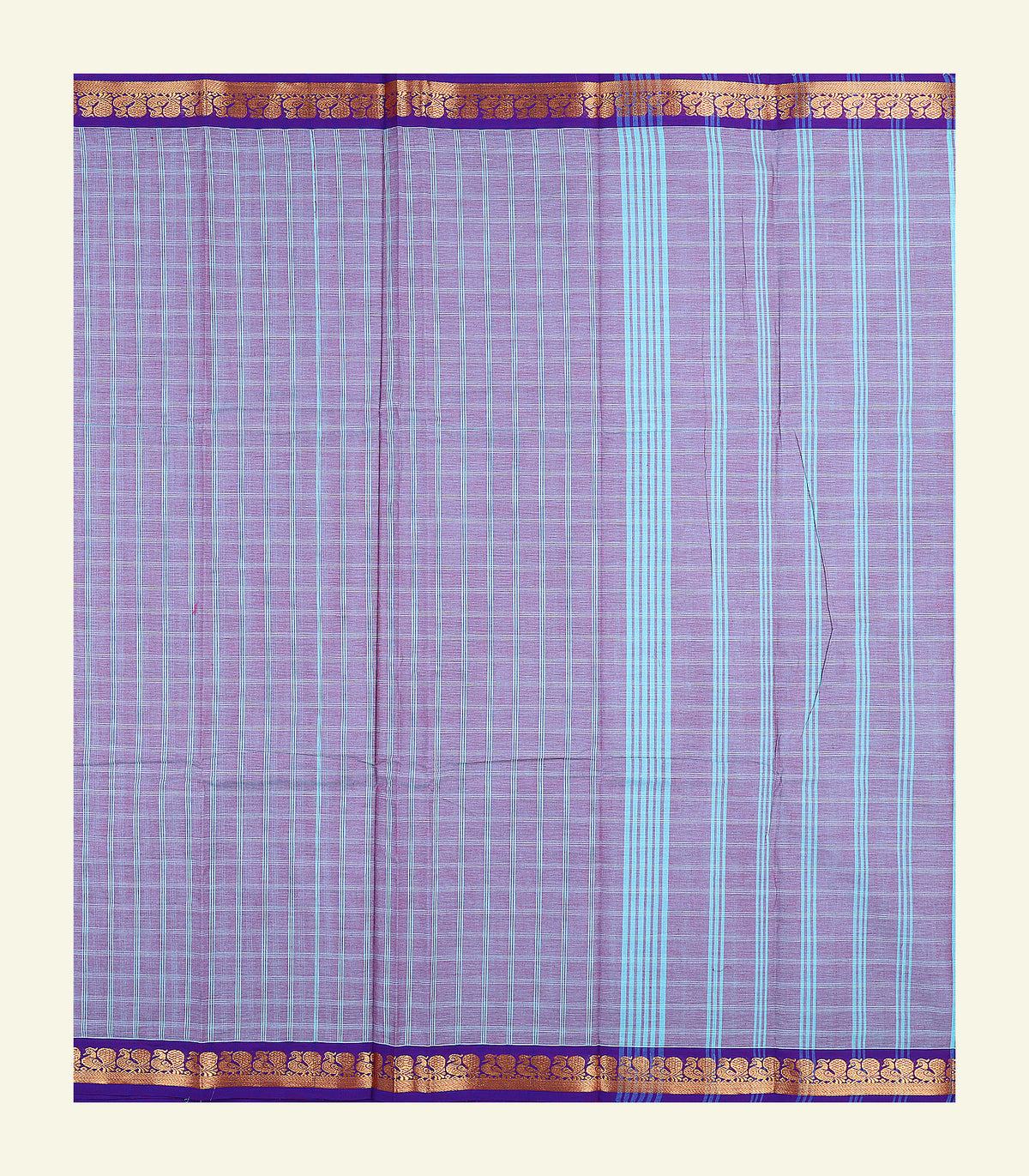 Purple Checkered Cotton Saree