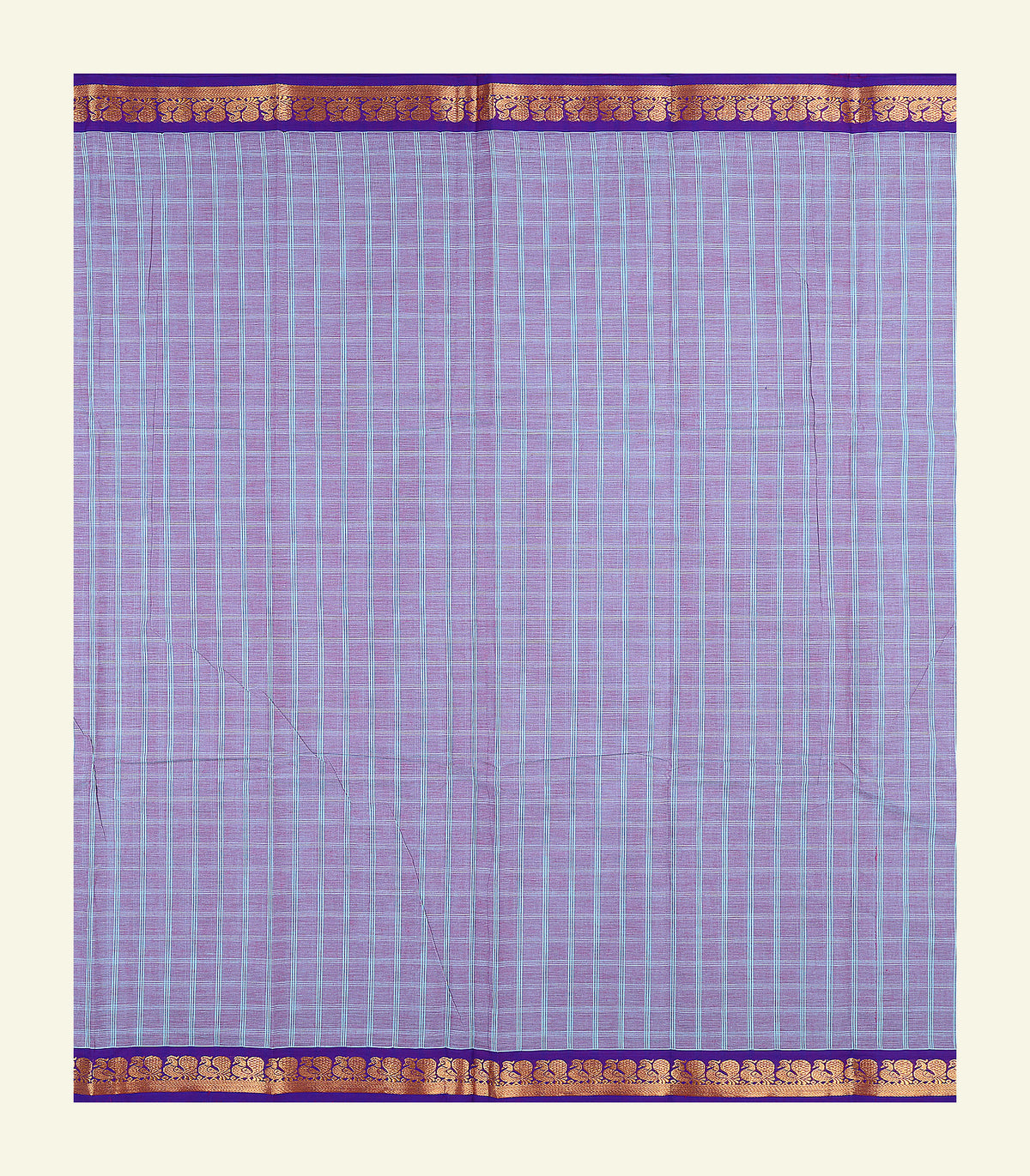 Purple Checkered Cotton Saree