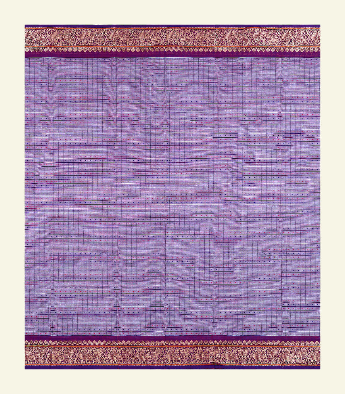 Purple Checkered Cotton Saree