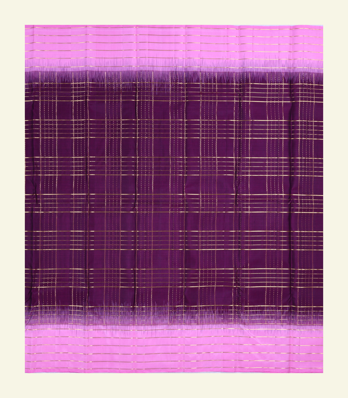 Purple Checkered Silk Saree