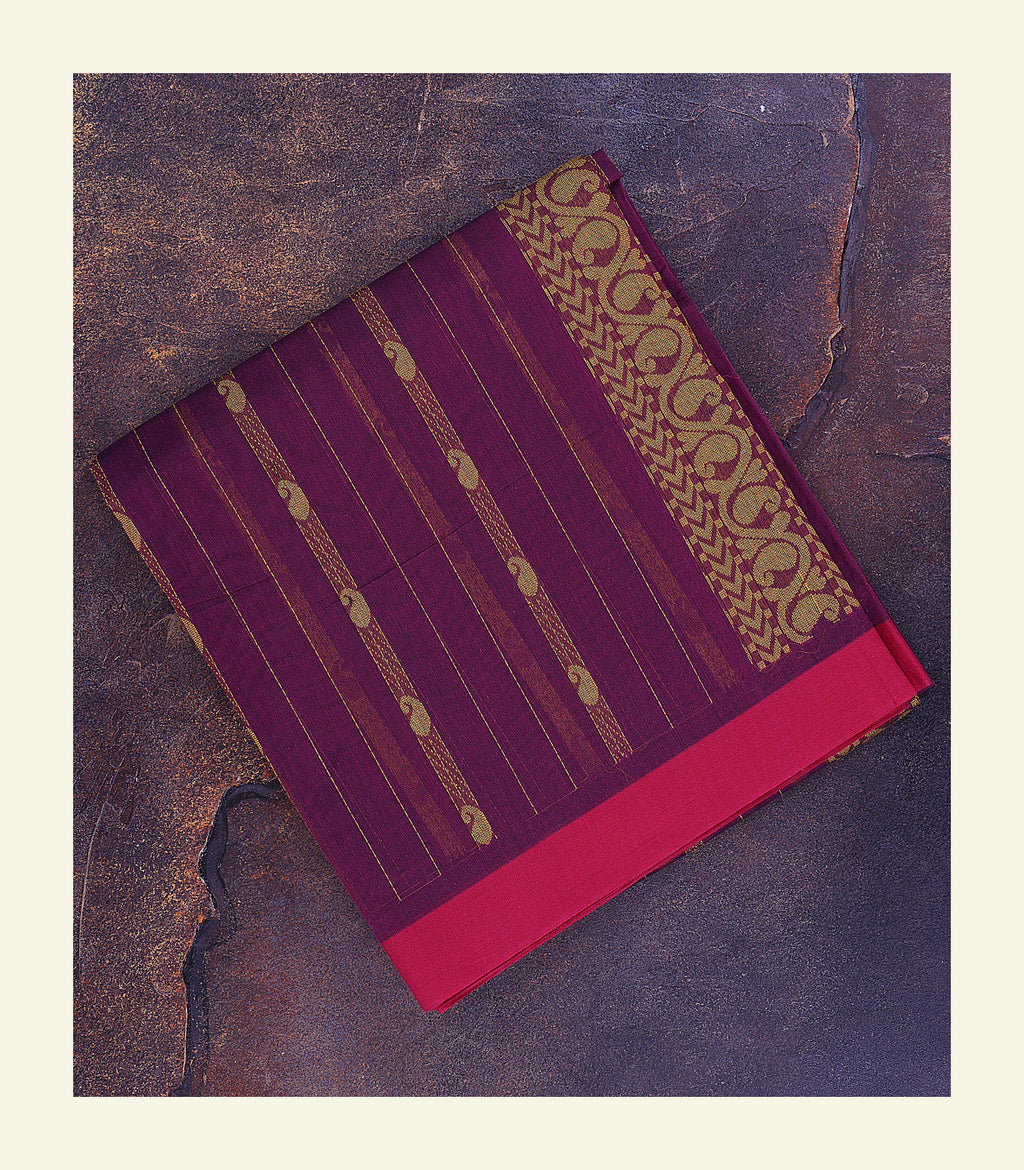 Purple Cotton Saree