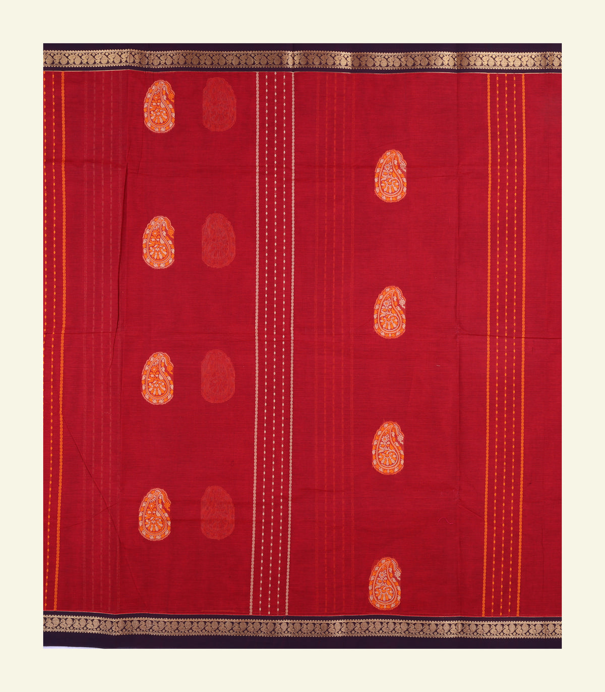 Red Paisley Cotton Saree