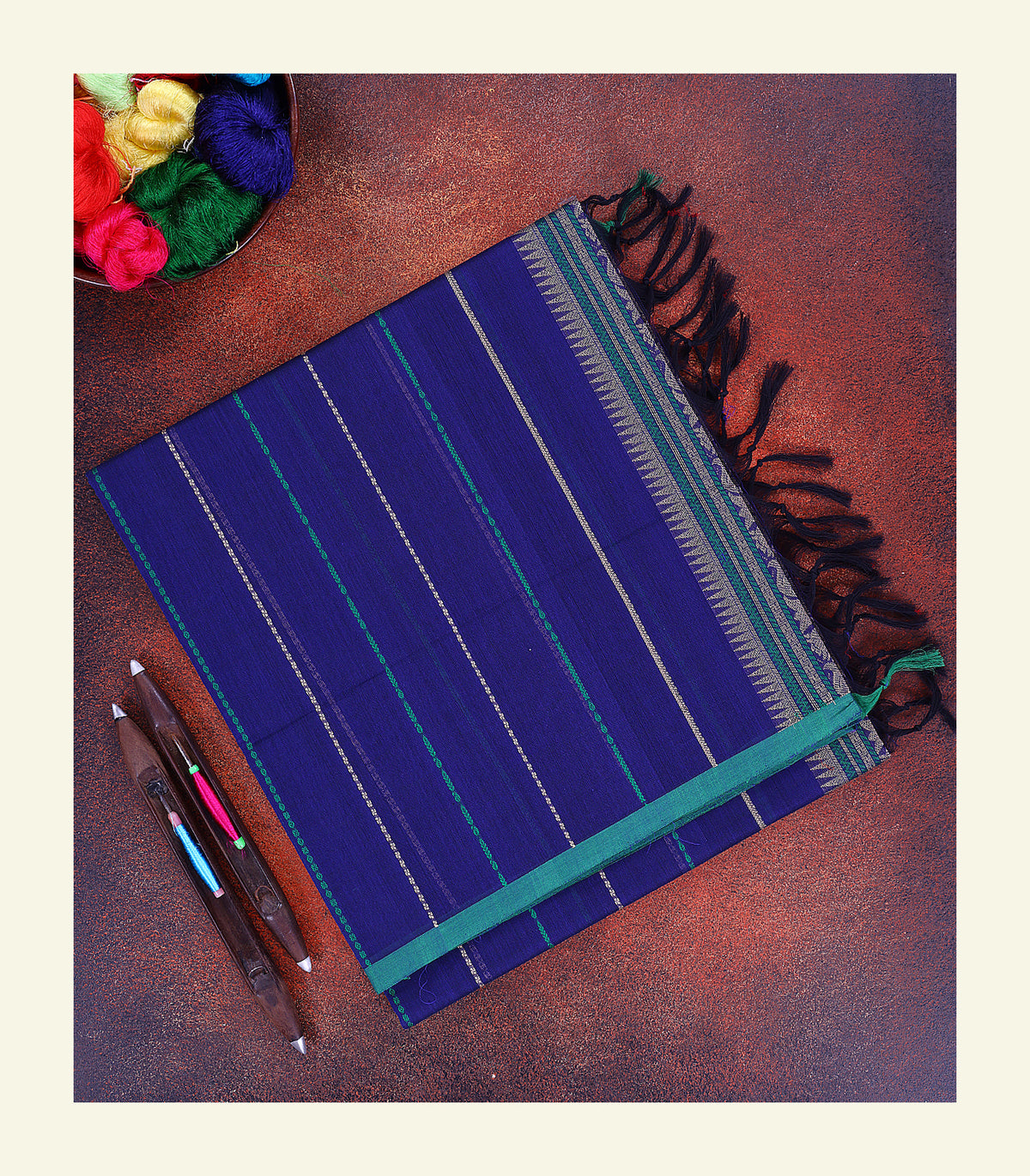 Dark Blue Handloom Cotton Saree