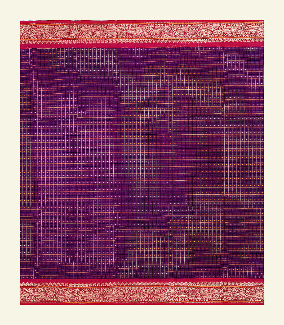 Purple Checkered Cotton Saree