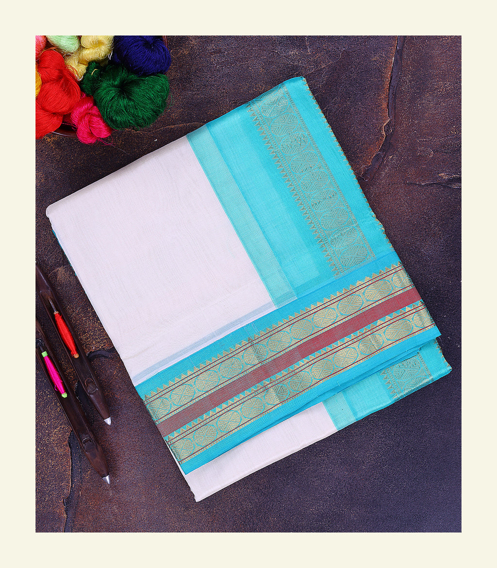 White Silk Cotton Saree