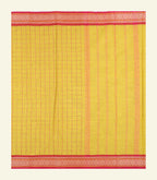 Yellow Checkered Cotton Saree