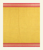 Yellow Checkered Cotton Saree