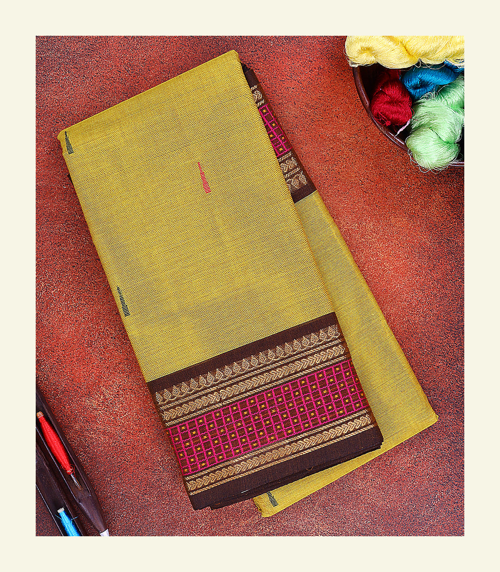 Yellow Cotton Saree