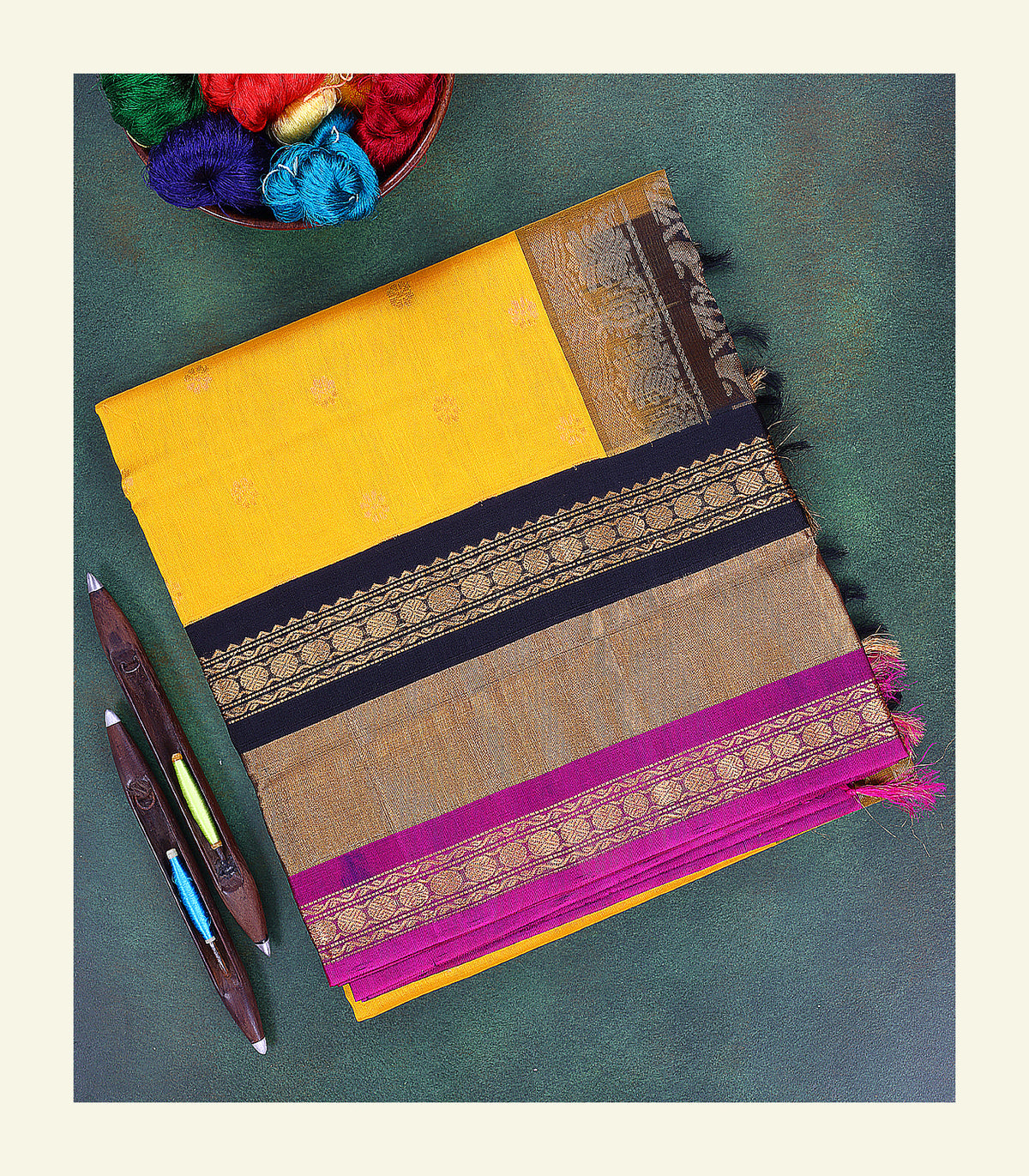 Yellow Silk Cotton Saree