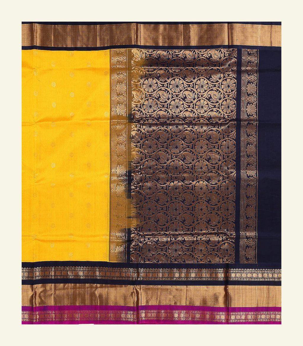 Yellow Silk Cotton Saree
