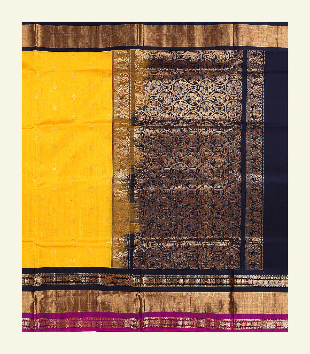 Yellow Silk Cotton Saree