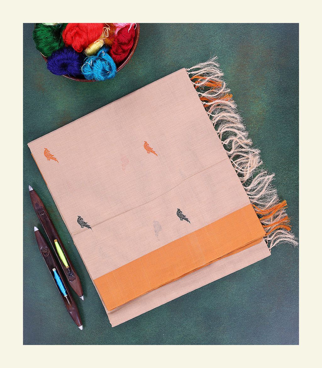 Peach Handloom Cotton Saree